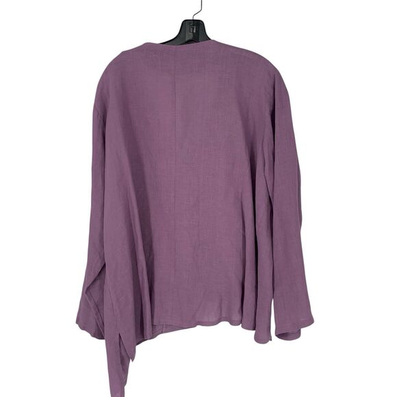 Heydari 100% Linen Jacket Lagenlook Size 1X Plus Lavender Mother Of Pearl Button - Picture 2 of 7